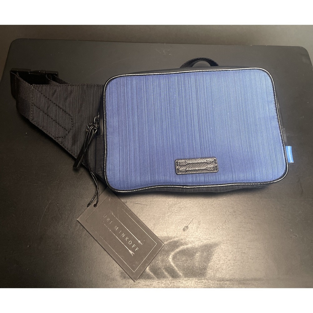 Uri Minkoff Nou Fanny Pack Royal Blue Colorblock Nylon Leather Trim XP17MNYS10